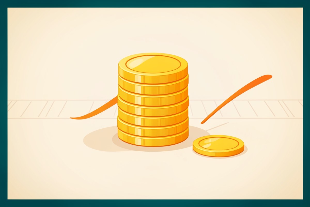 A visual metaphor showing a stack of coins representing principal with interest slices being removed from each payment.