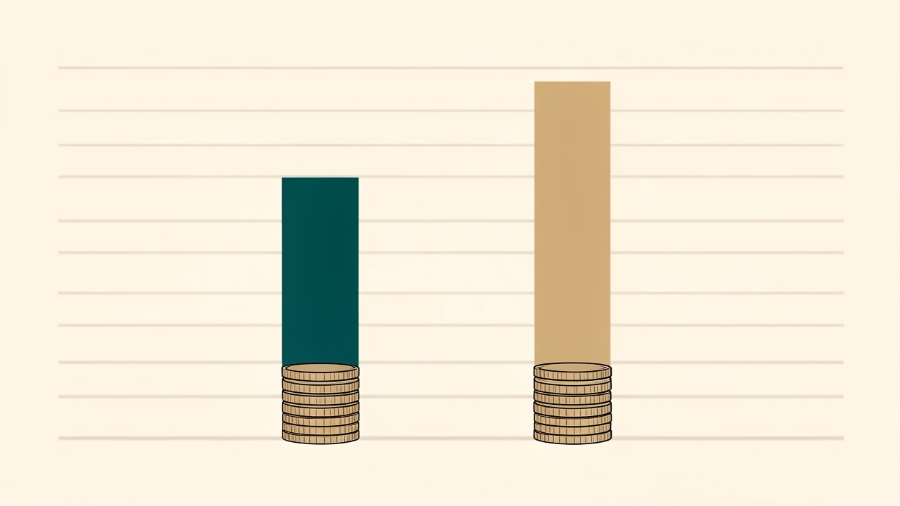 A side-by-side comparison illustration of two loan terms, represented by two different sized hourglasses or progress bars, with one showing a shorter duration.