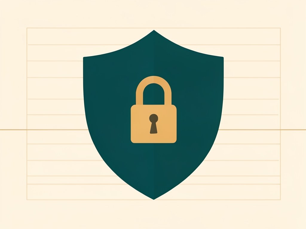 A shield with a lock icon protecting a small house, representing privacy and security.